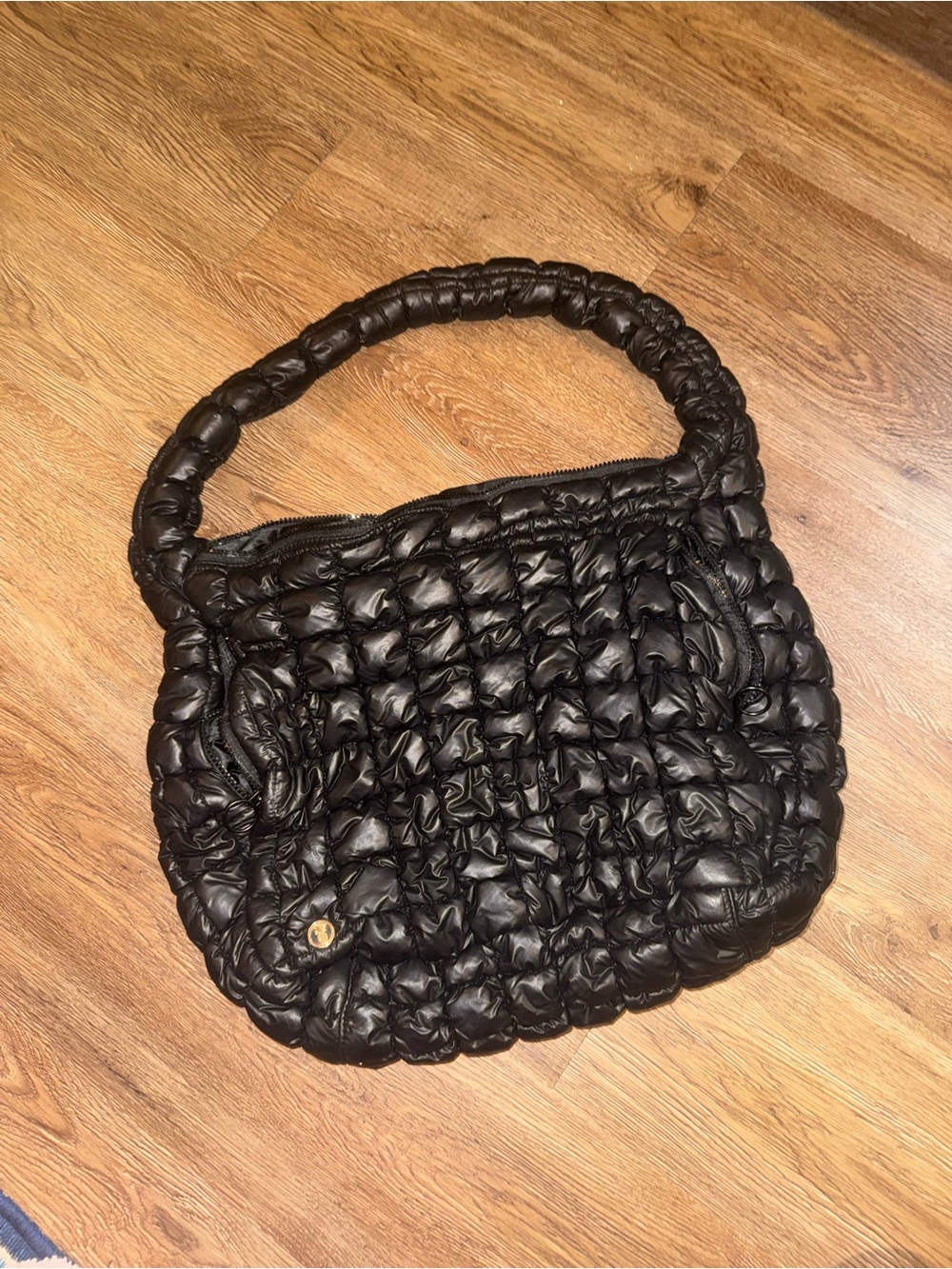 Simply Southern Quilted Black Shoulder Bag with Padded Handle
